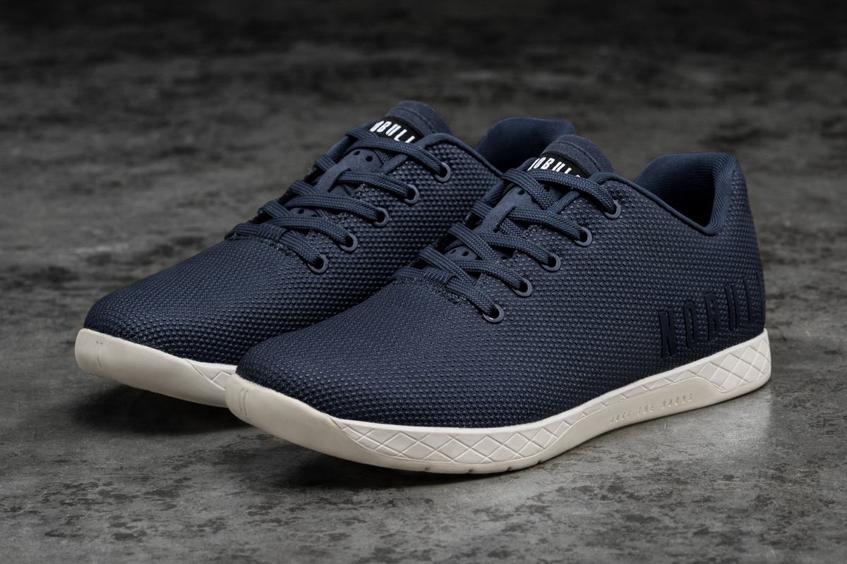Nobull Superfabric Men's Trainers Navy White | Australia (EH3051)